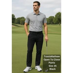 TravisMathew Open To Close Pants Men’s 35 Black Stretch Golf